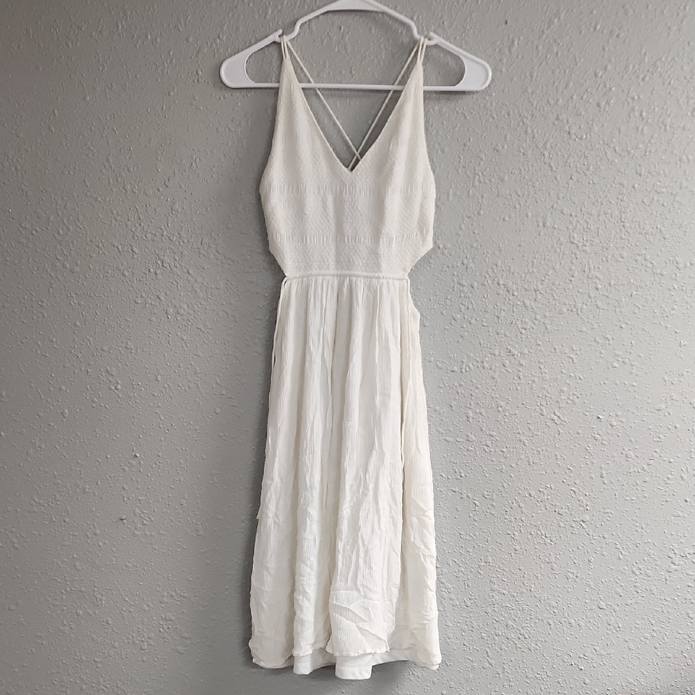 Zara Cream Backless V-Neck Midi Dress
